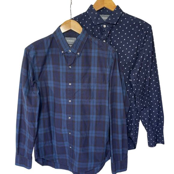 BONOBOS Men’s Blue Long Sleeve Button Up Shirt Bundle Size Medium